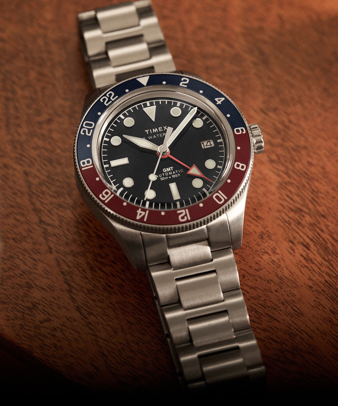Timex Waterbury Heritage Automatic GMT 42mm Stainless Steel Watch TW2Y60600