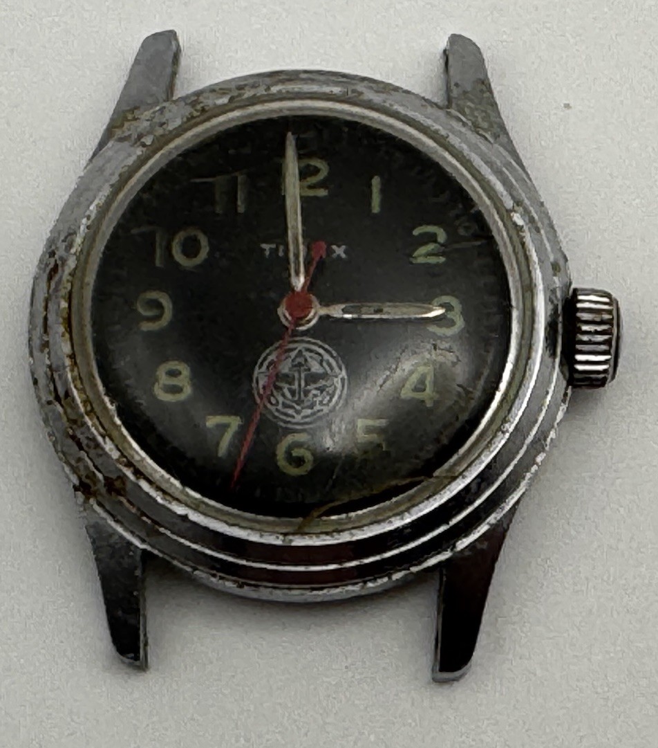 US Time Timex Mechanical Field Watch – 1950s – Working – No Band