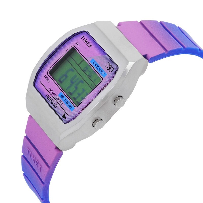 Timex T80 Pink Purple Blue Stainless Steel Resin Strap Watch TW2V74600