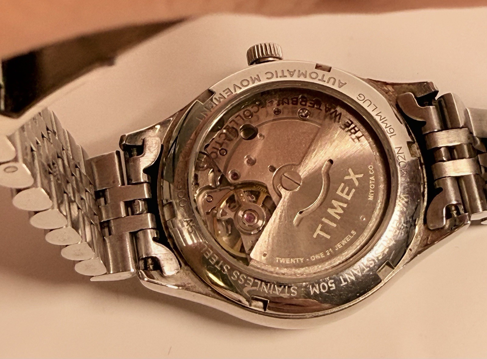 Timex Waterbury TW2U53300 Automatic MOP Dial Stainless Steel Women’s Watch