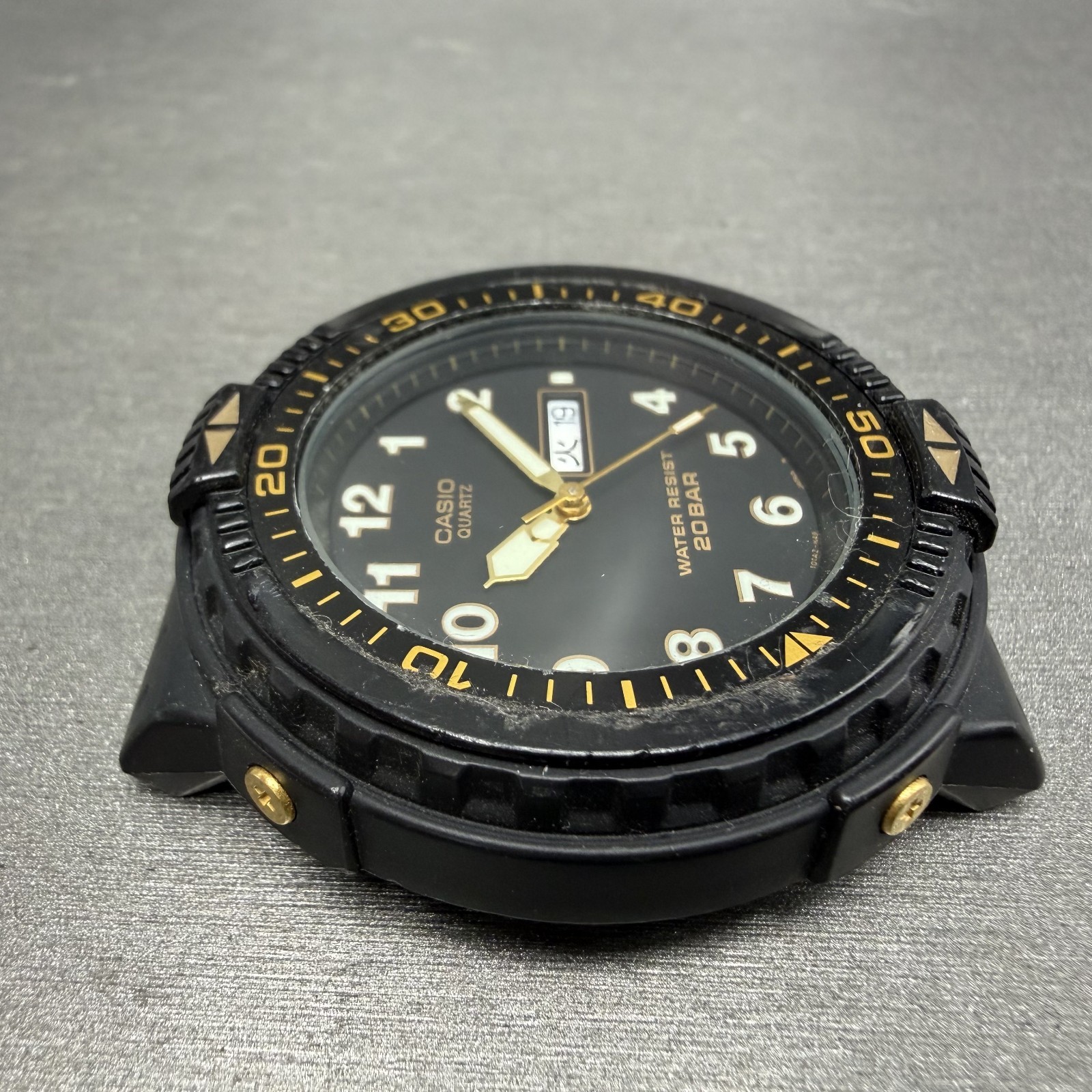 Casio Dive Watch Men 43mm Black Dial Black Tone Daydate MRD-201W New Battery