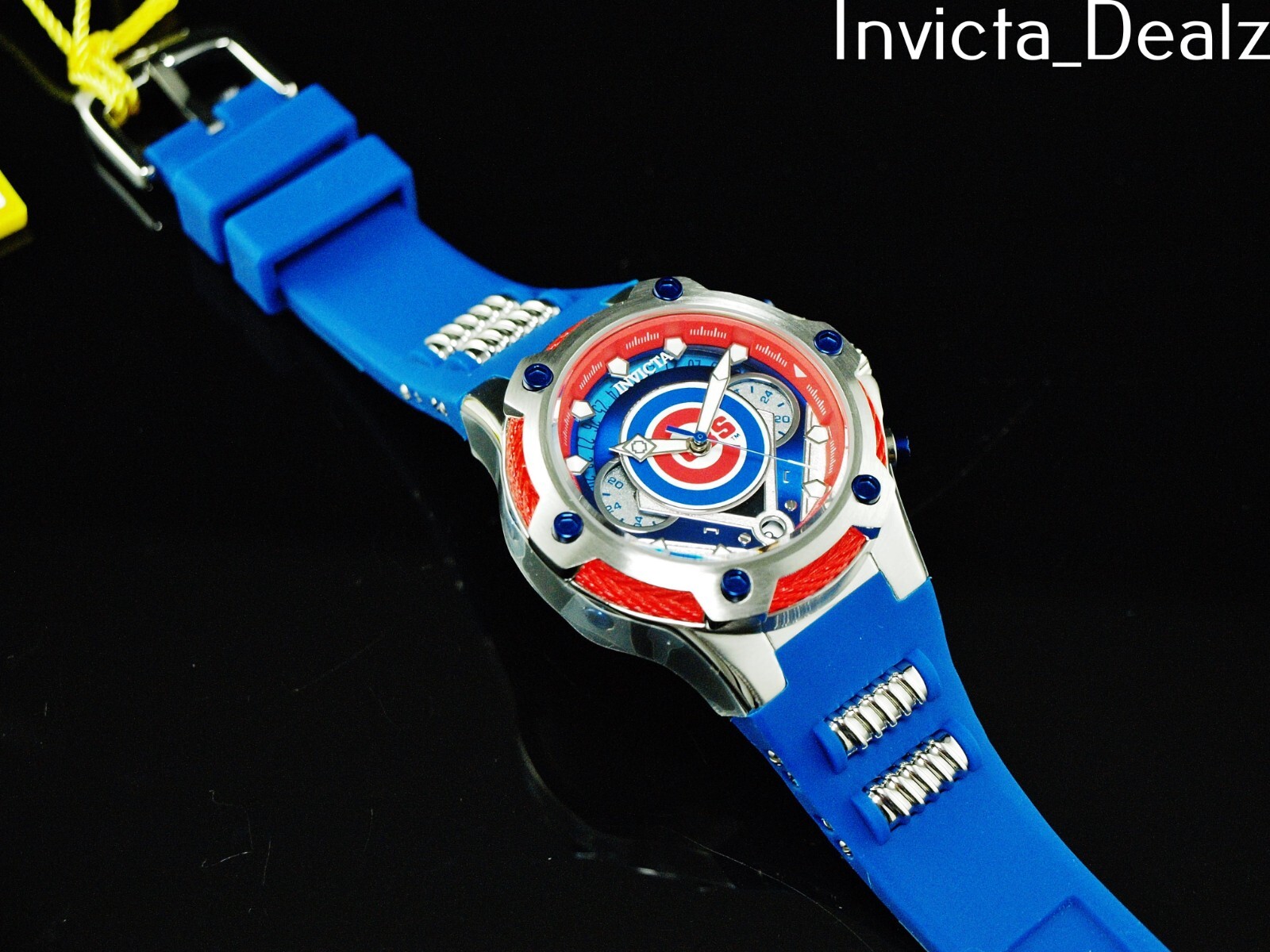 Invicta 40mm MLB Chicago Cubs Bolt GMT Quartz Blue Strap SS Watch