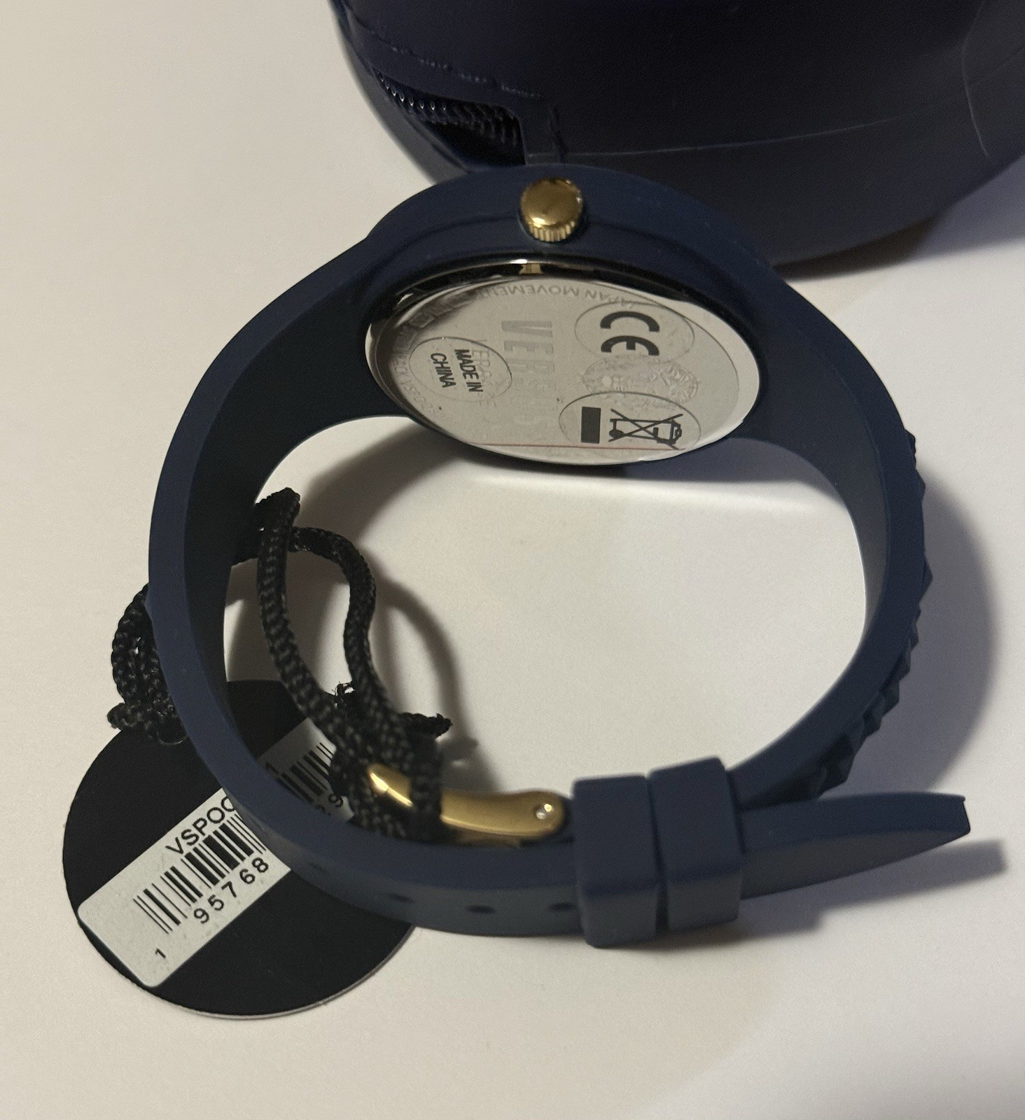 Versus Versace Unisex Quartz Analog Watch 39mm Blue Silicone Strap Gold Bezel