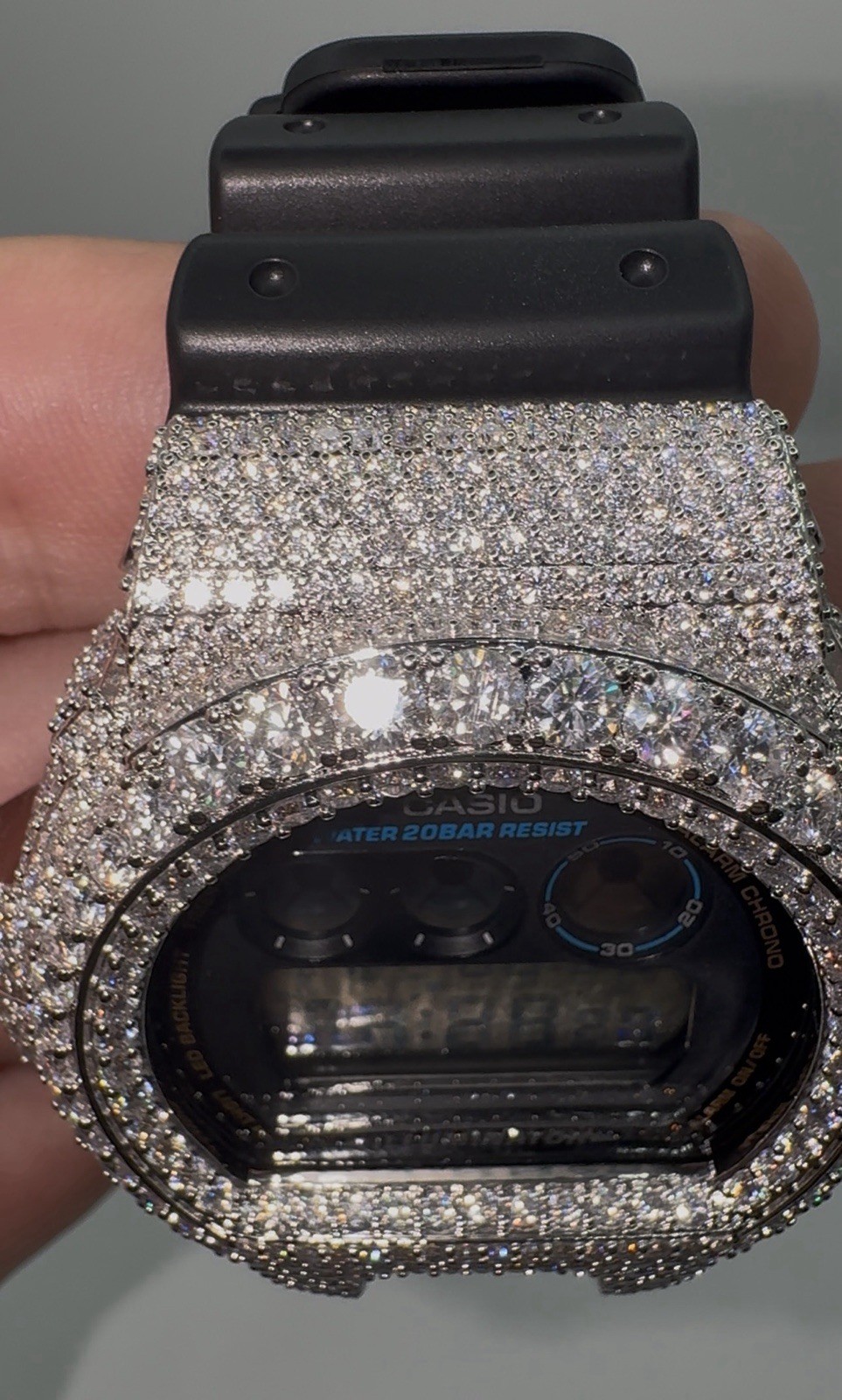 Moissanite Flaw-Less D Color G-Shock DW-6900 Iced Out Bezel Digital Watch