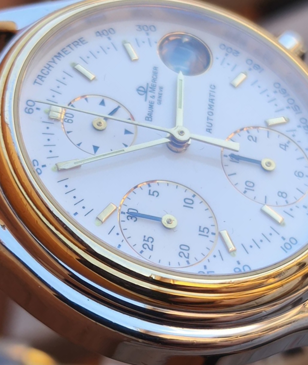 Baume & Mercier 6103 Chrono 🏁 Automatic Date 🇨🇭 Gold Steel Watch