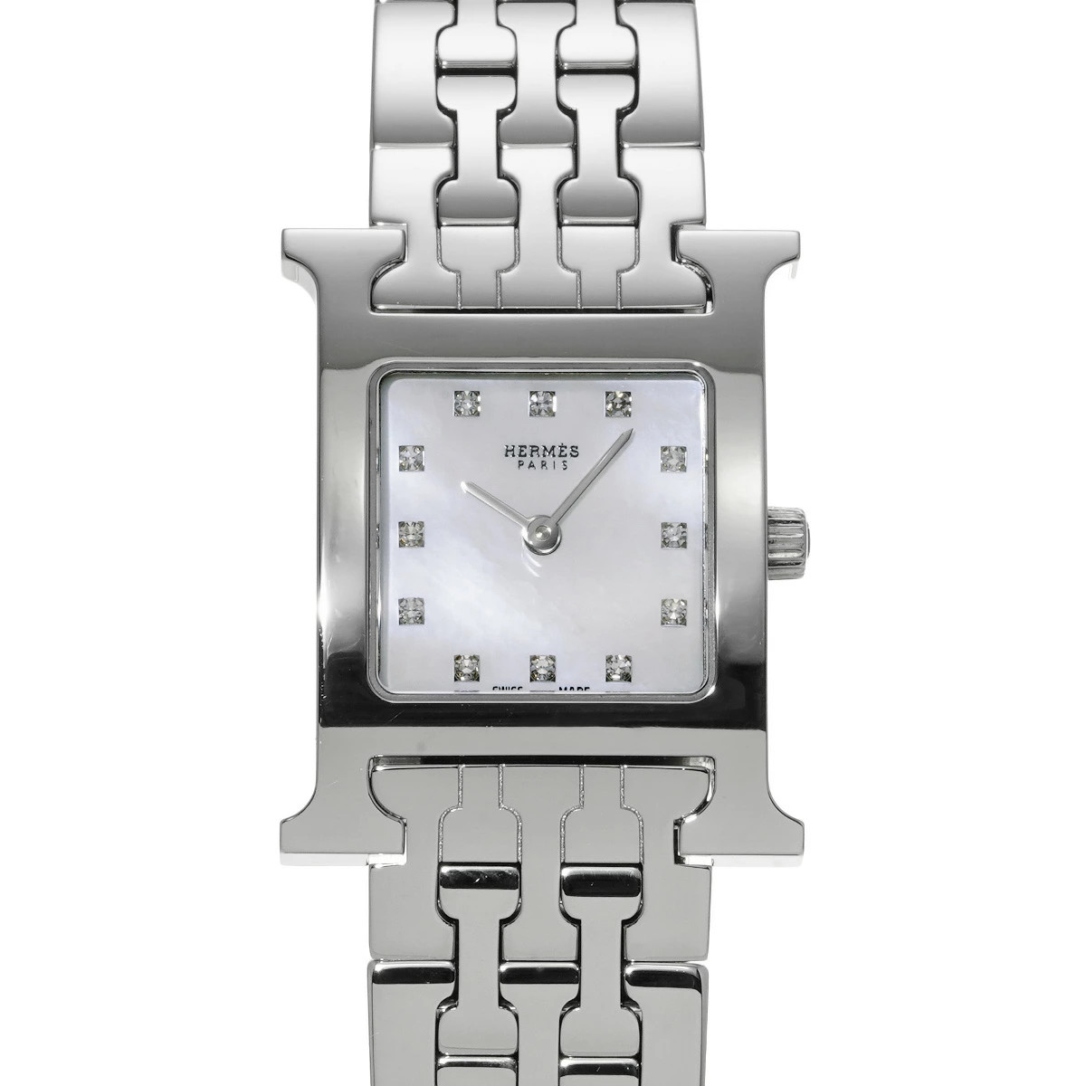 HERMES H-Watch HH1.210 White Case Size 21 x 21 mm Ladies Used Watch #621516