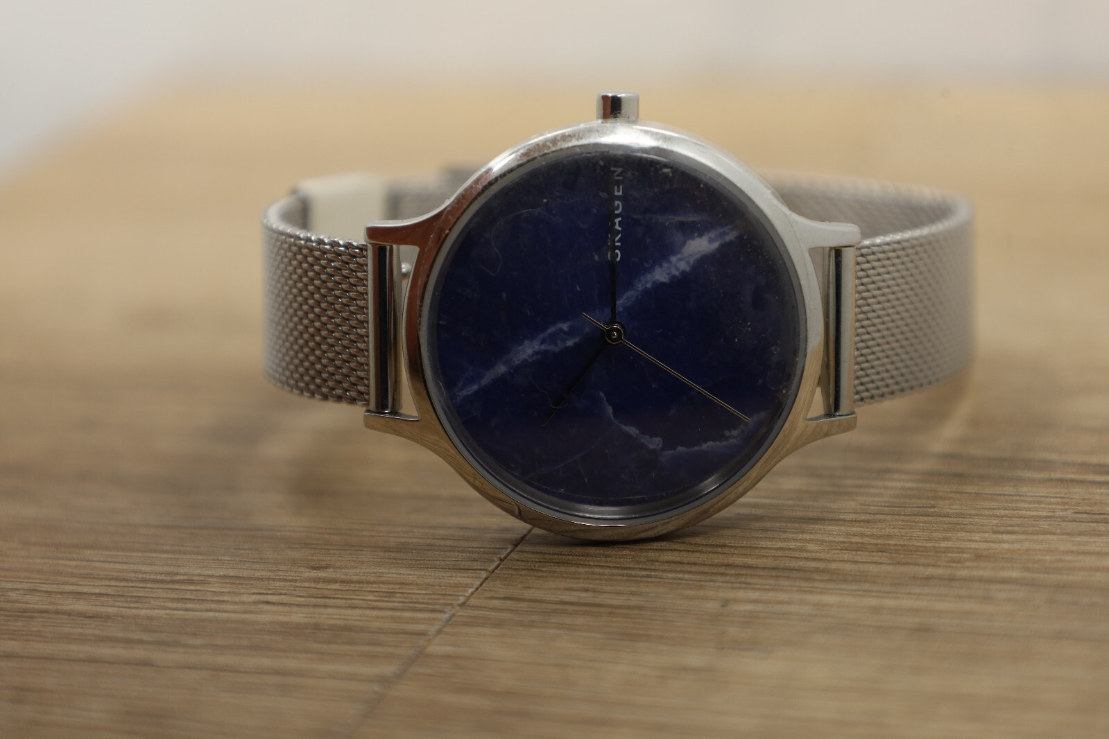Skagen Anita Womens Blue Dial Mesh Band Casual Real Stone Quartz New Batt
