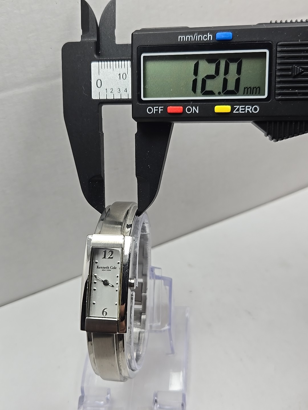 Womens Kenneth Cole Watch 15mm Silver Tone Cuff Bangle Band New Battery