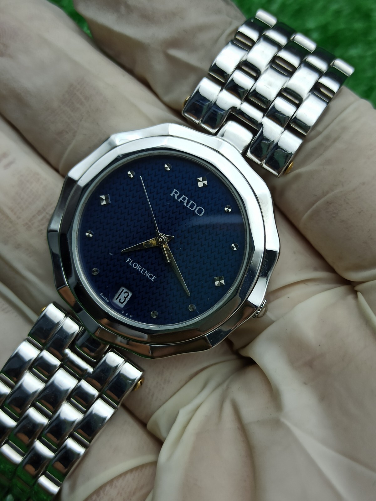 FULL SET VINTAGE RADO FLORENCE BLUE WATCH SWISS MADE 80s MEN & RARE & CLASSIC