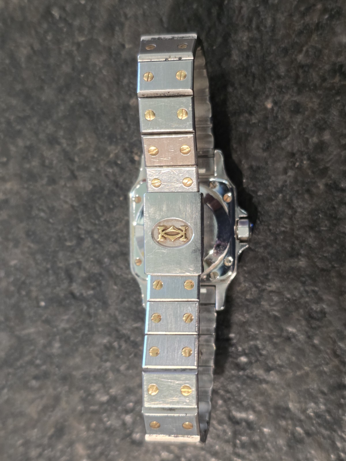 Ladies Cartier Santos Two-Tone Square Quartz Date Watch w/ Box & Booklets