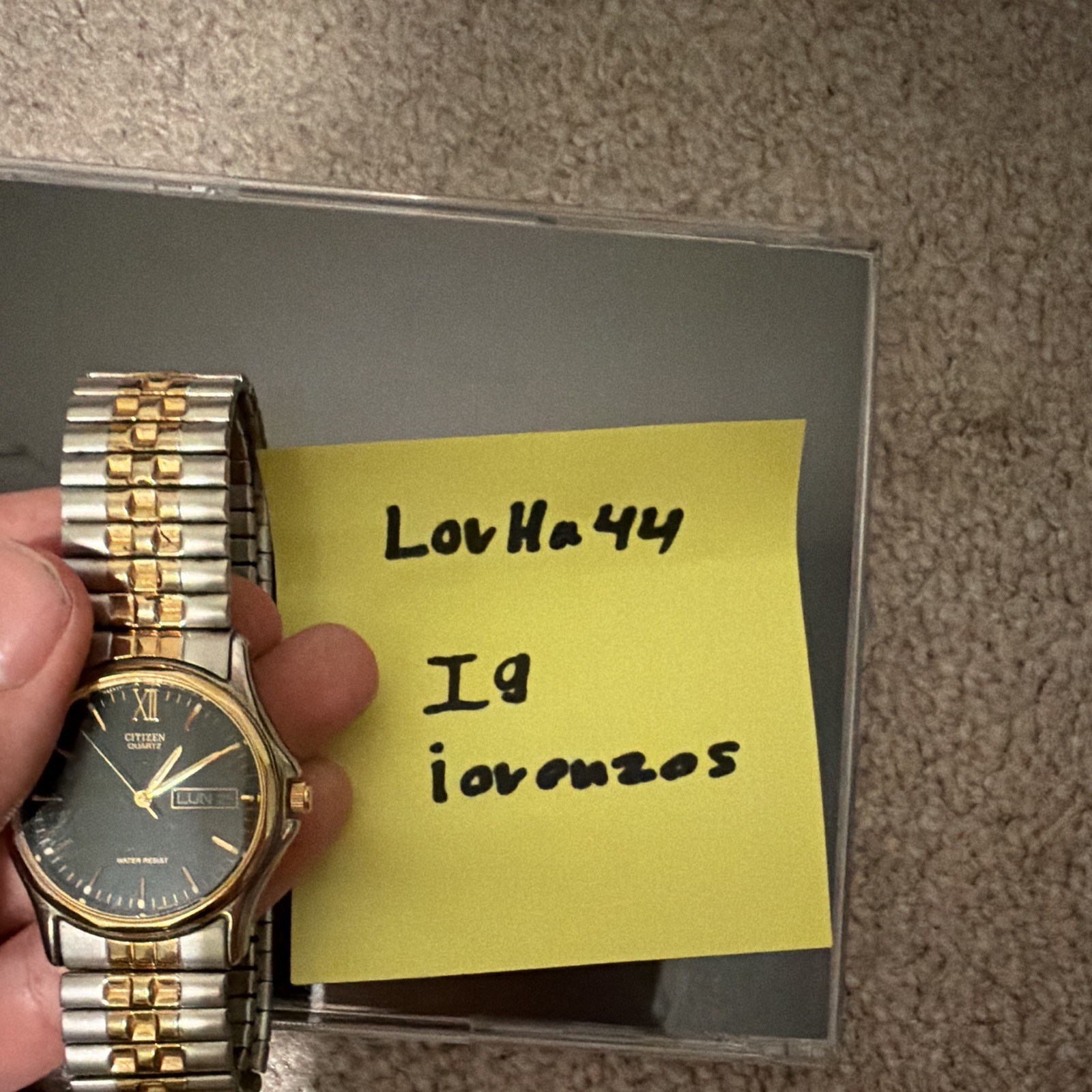 Citizen Quartz Two-Tone Bracelet Watch Black Dial Day/Date 32mm Water Resistant