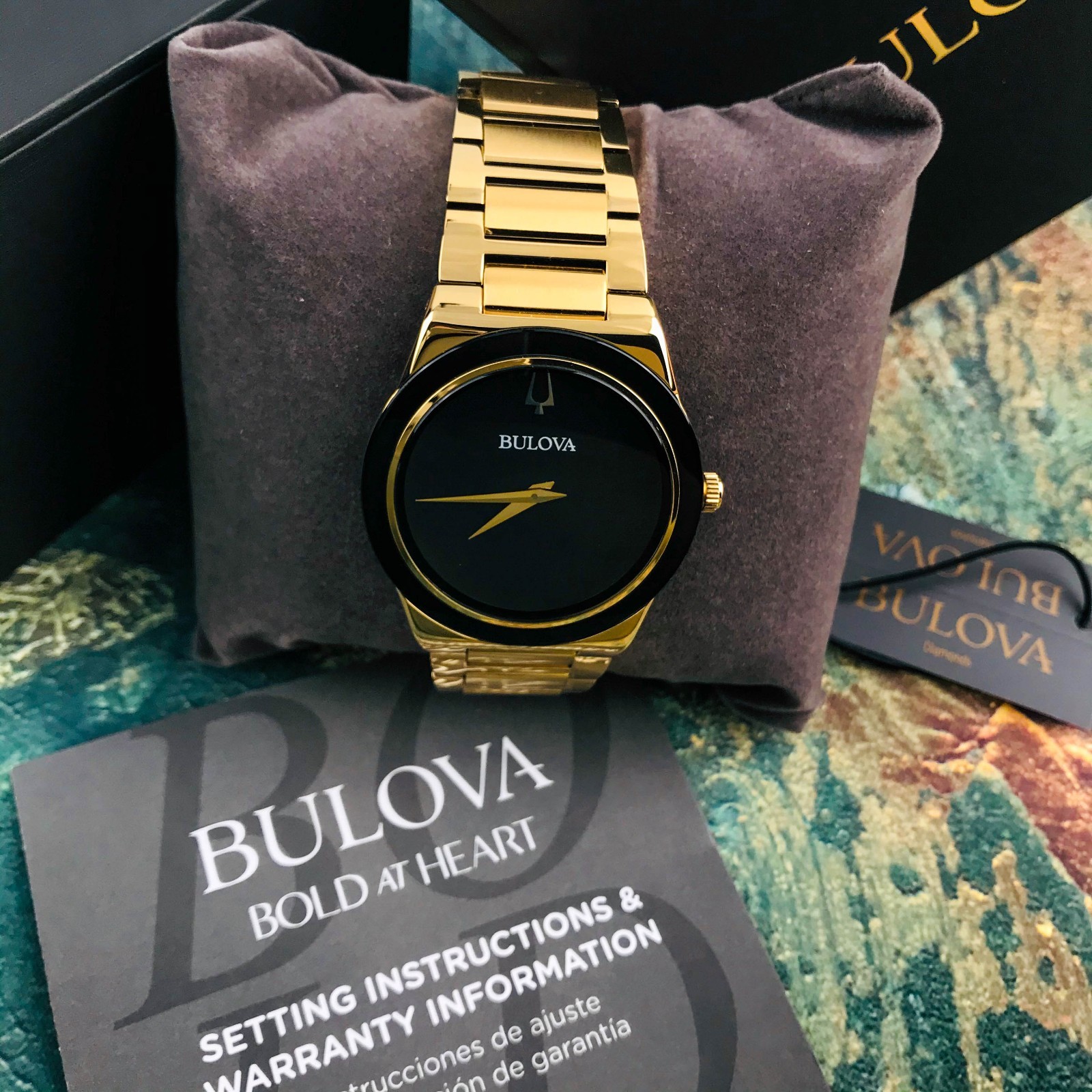 Bulova 97A183 Millennia Black Dial Gold-Tone Stainless Steel Men’s Watch 41mm