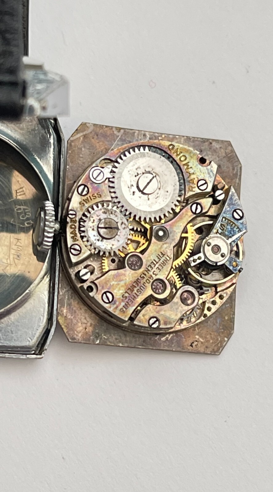 Antique RAYMOND Watch 15 Jewels 3 Adjustments Chromium Plated Antique Watch