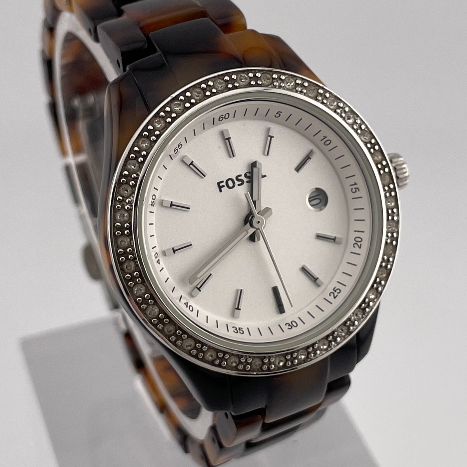 Fossil Stella Watch ES-2680 Womens Date Mini 30mm Case Petite Wrist Quartz