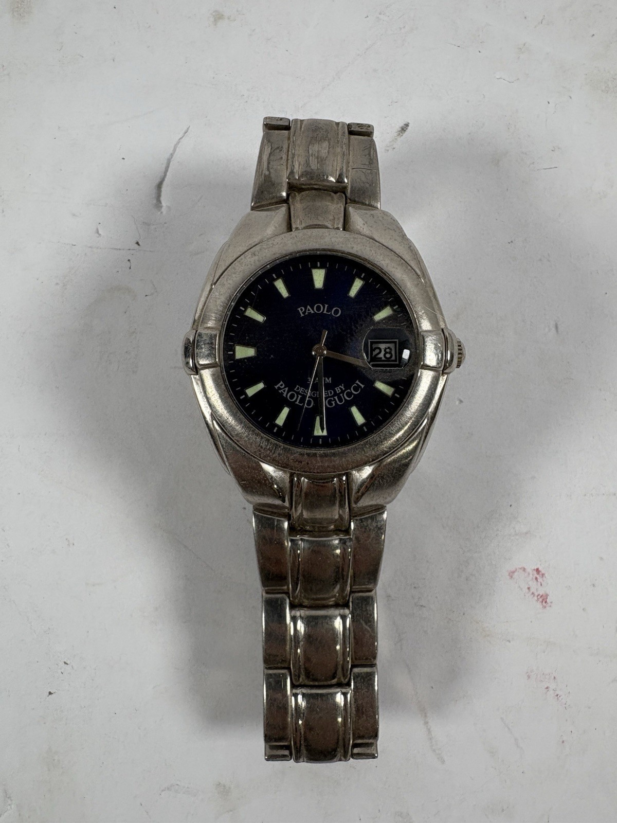 Paolo Gucci PAM Date Blue Dial Quartz Watch Japan Mens Untested