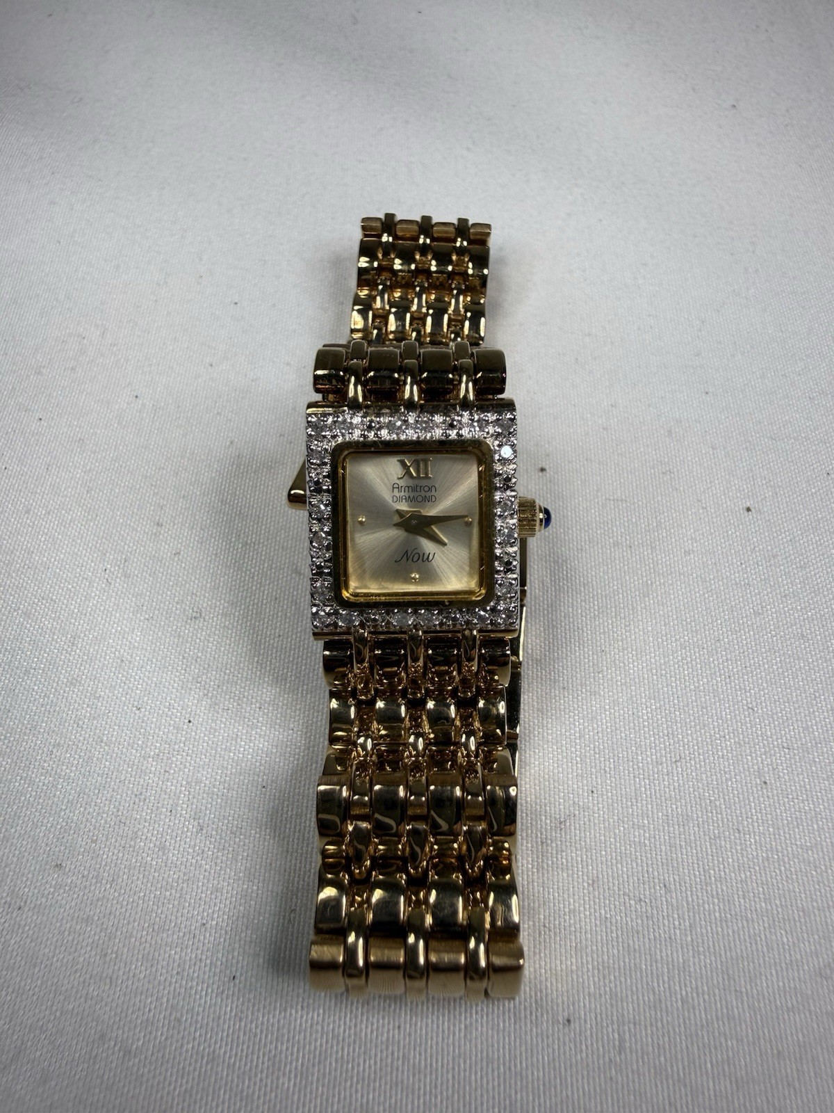 Armitron Diamond Now Watch Women 18mm Gold Tone Square Dial 75/2178
