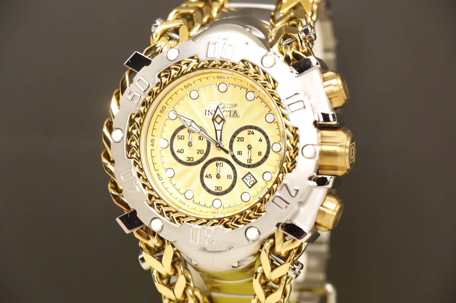 Invicta Gladiator Men’s Watch 58.3mm, Gold, Steel 48190, Gold Silver tone