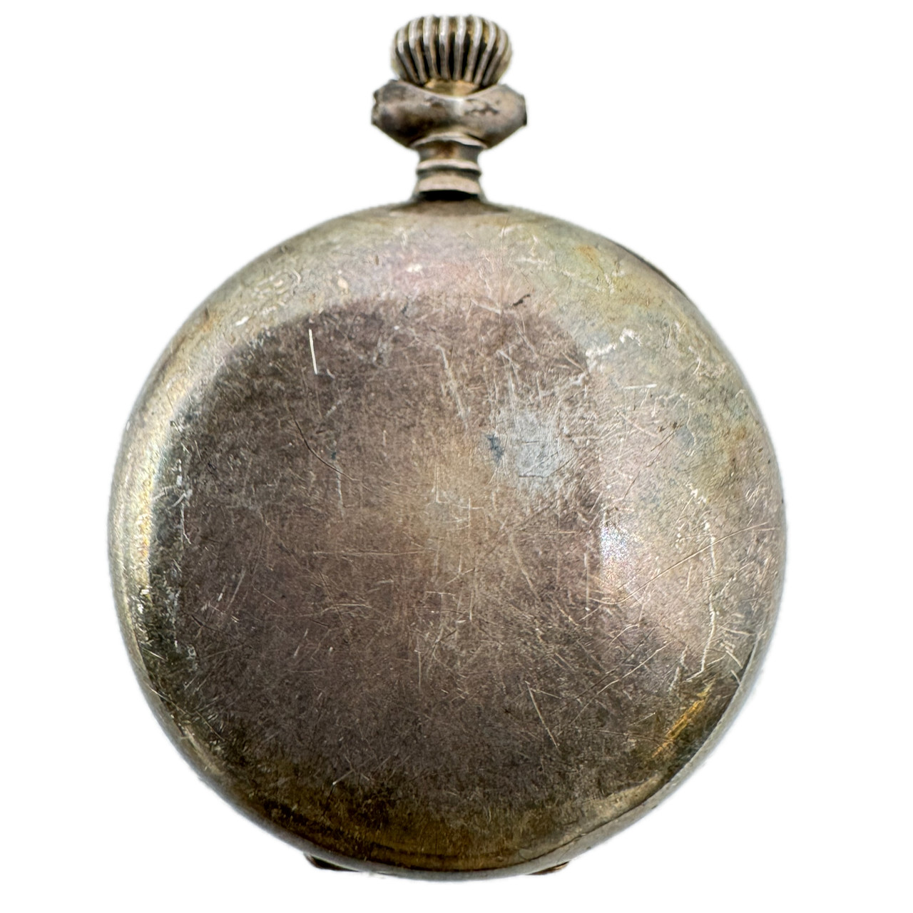 Antique 4/0s Crescent Open Face Pocket Watch Case Sterling Silver Hinge Back USA