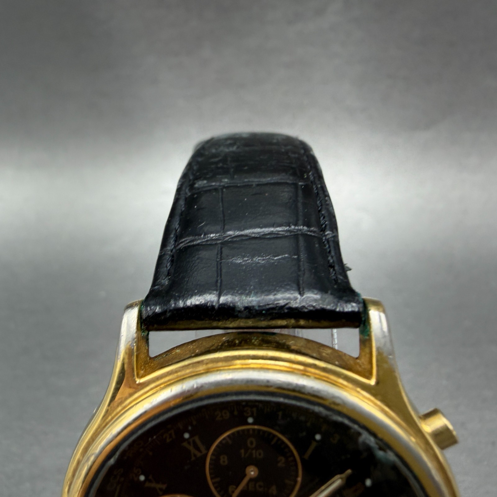 Pulsar World Time Watch Men 38mm Black Dial Gold Tone Alarm Chrono N94J-6A50