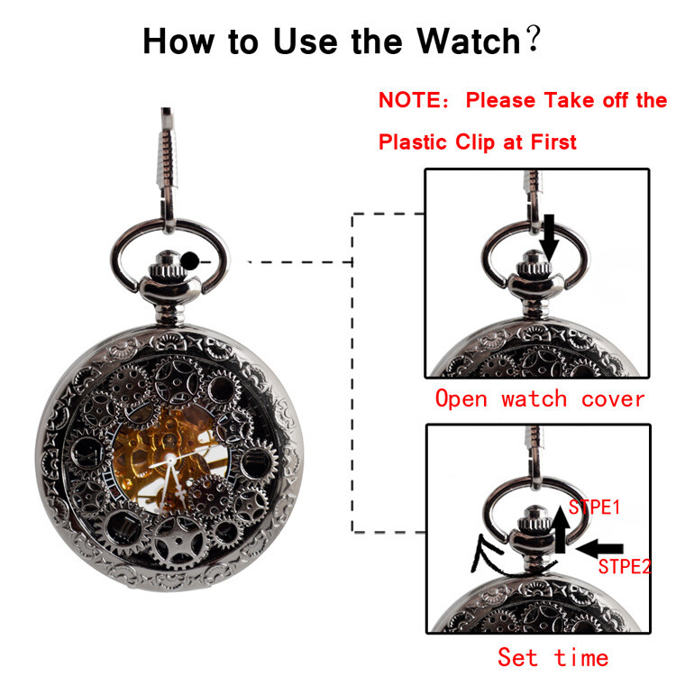 Mechanical Watch Large Through Bottom Gear Unisex Casual Pocket Watch