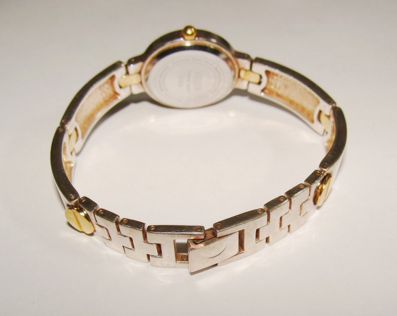 Ecclissi Sterling Silver 2-Tone 46.9g #31270 Nail Head Bracelet Watch 7.25″