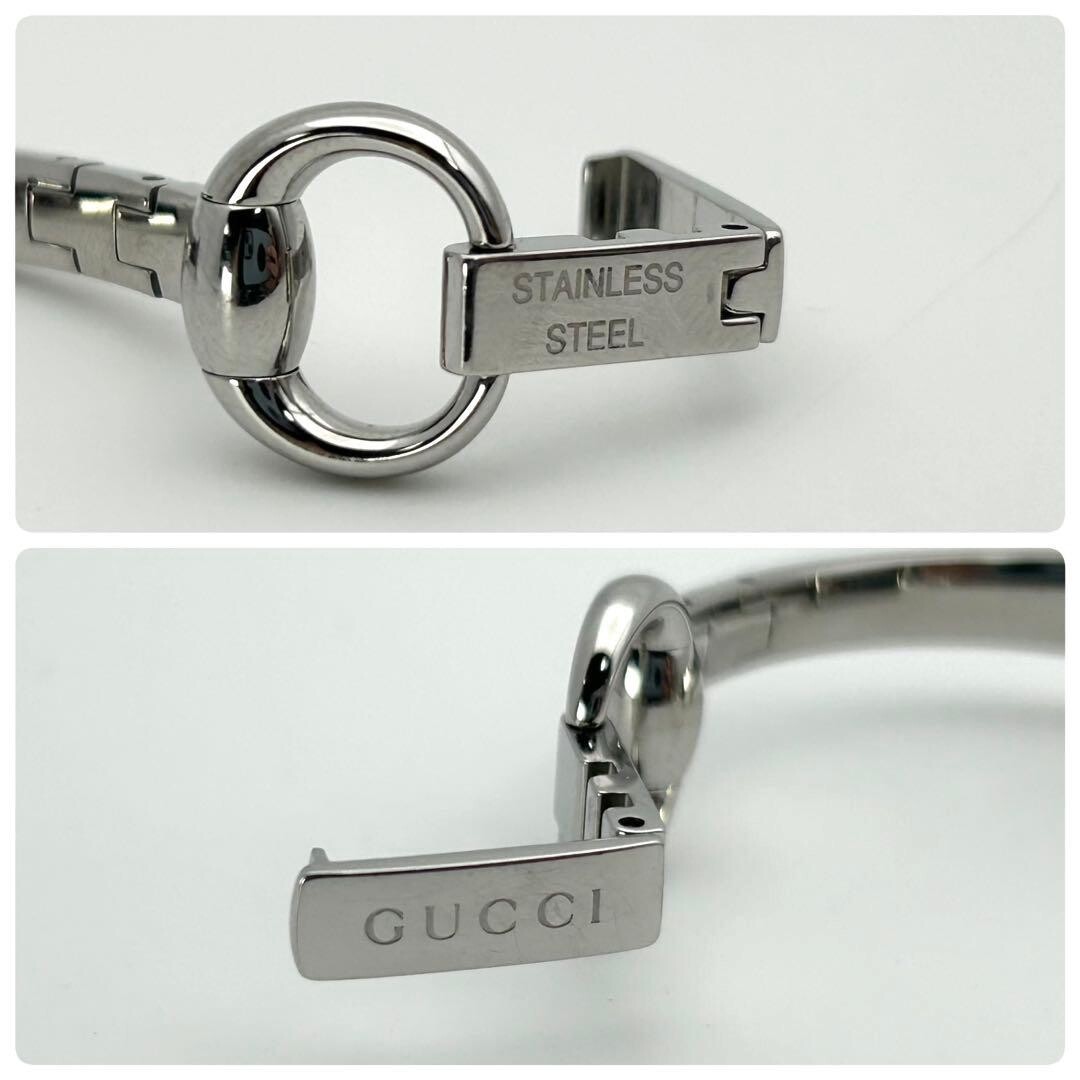 GUCCI 109 Bangle Watch Silver Dial 2 Diamond Quartz Ladies Swiss Box 17cm