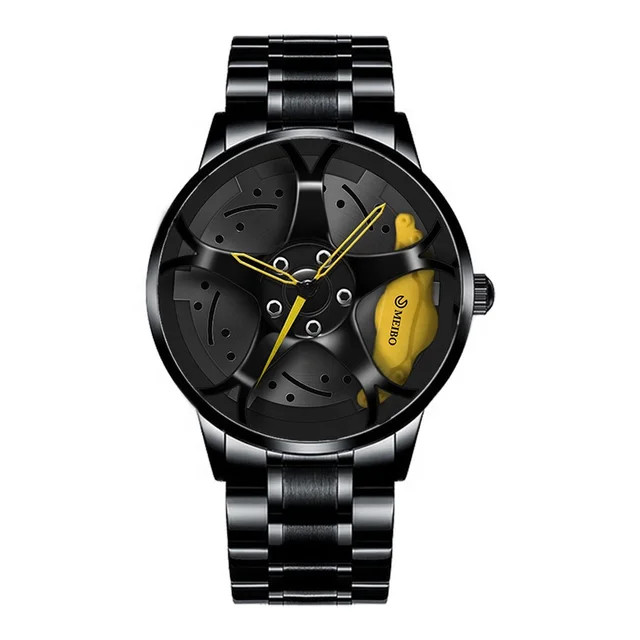 Fashion Sport Watch Car Wheel Rim Stainless Steel Waterproof Wrist Watches Men Z