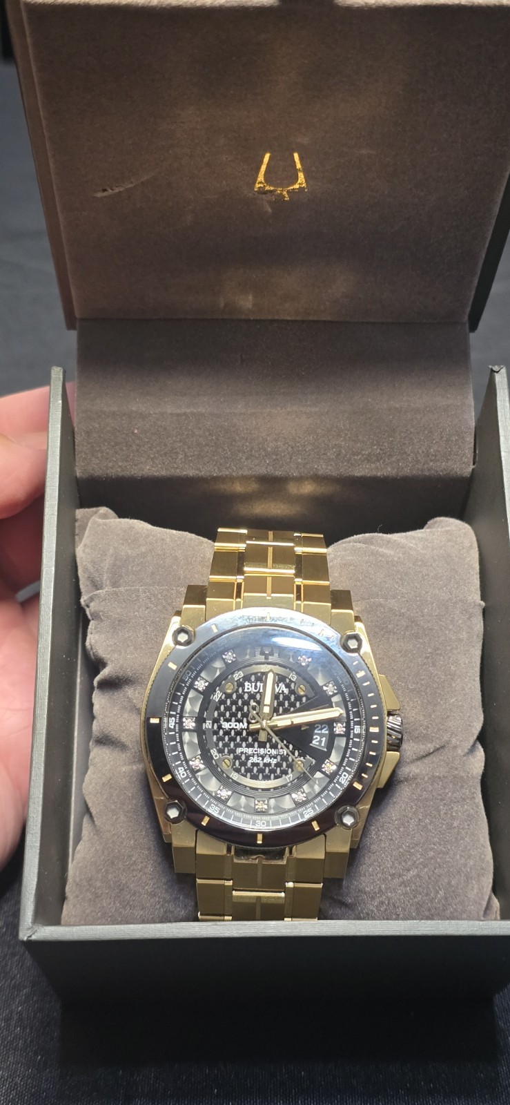 Bulova Men’s Precisionist Diamond Accent Quartz Watch 98D156 – Gold Tone, 46mm