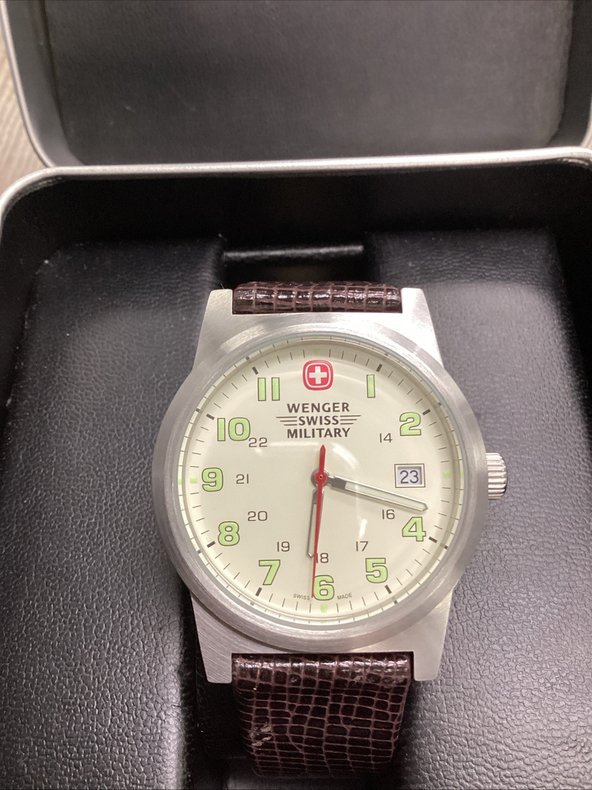 Wenger Swiss Military Date Men’s Watch 7290X Leather Band