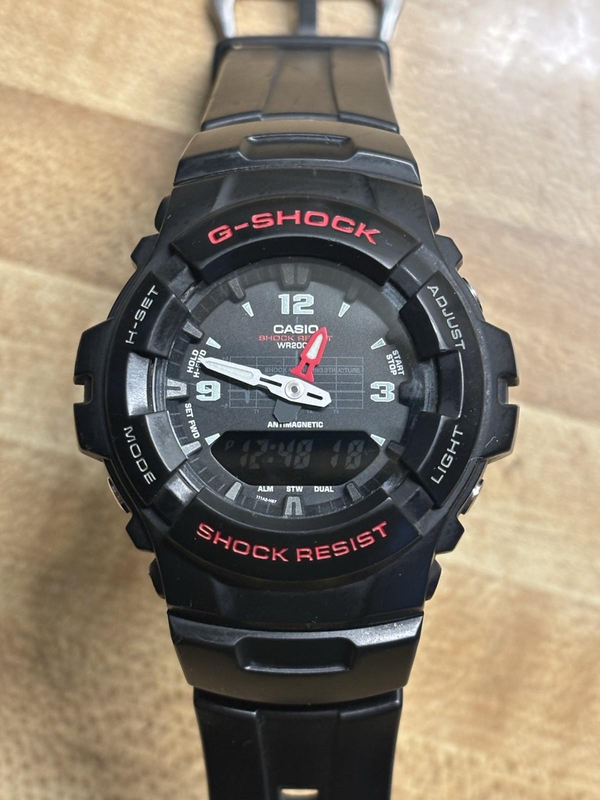 Casio G-SHOCK G-100 Quartz Analog-Digital Shock Resist 200m Black Resin Watch