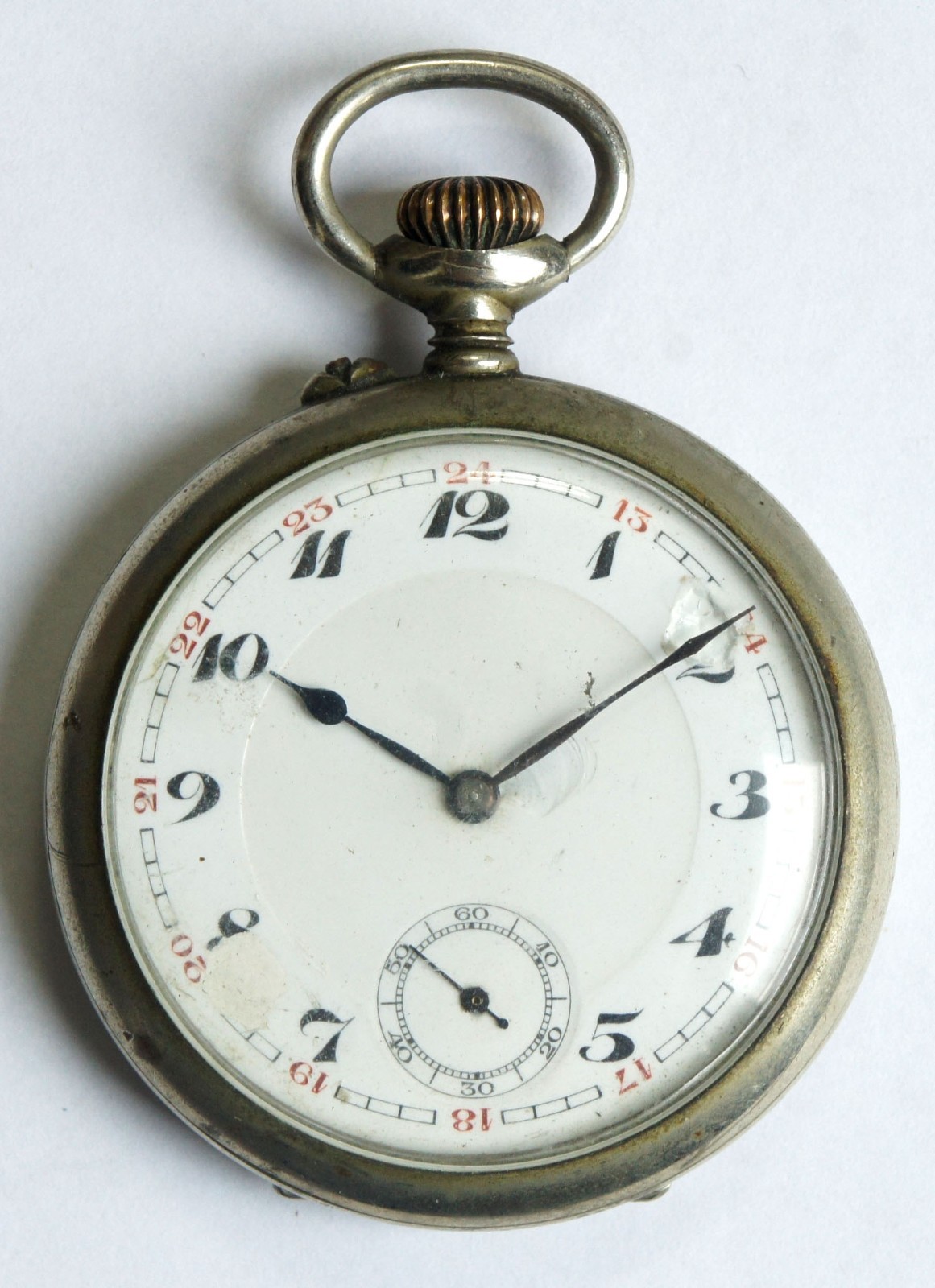 Antique Open Face Pocket Watch Argentan Case Cylinder Movement Serviced Working
