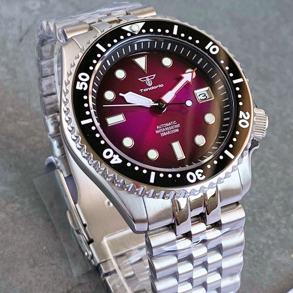 Tandorio 41mm Sapphire 20ATM Luminous Automatic NH35 Men Watch Steel Band Date