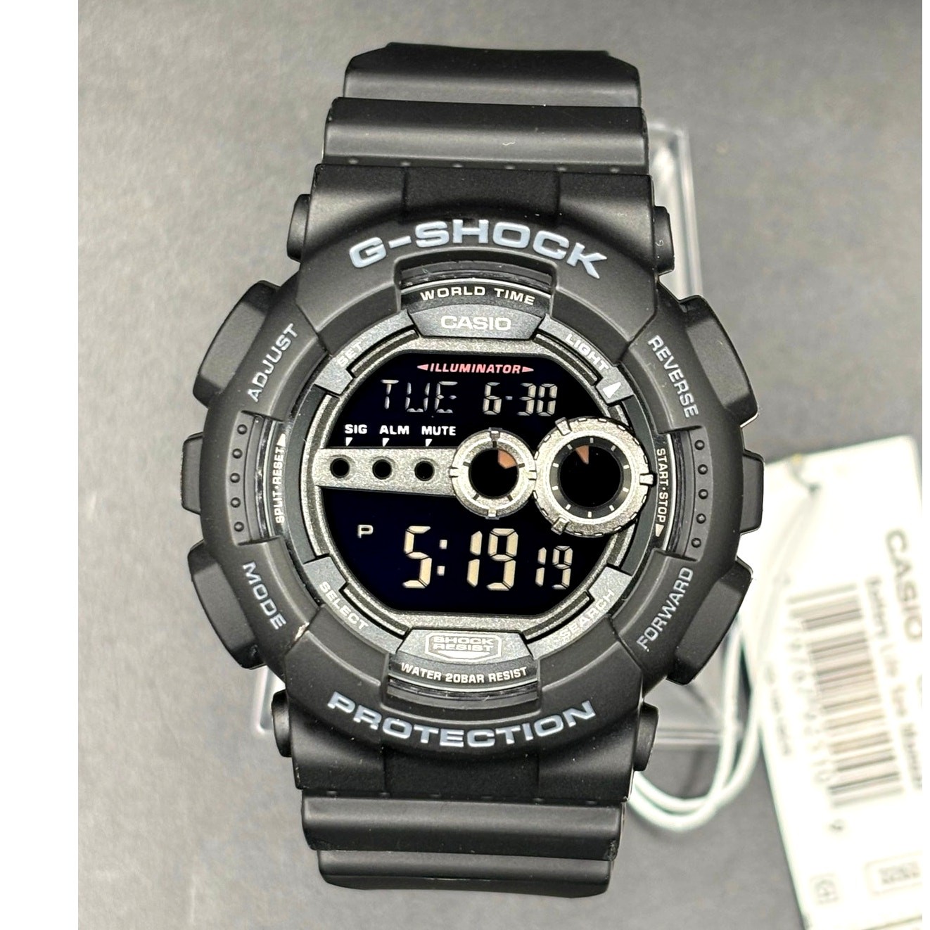 Casio G-Shock GD100-1B Black Digital High Brightness World Time 200M Watch NIB