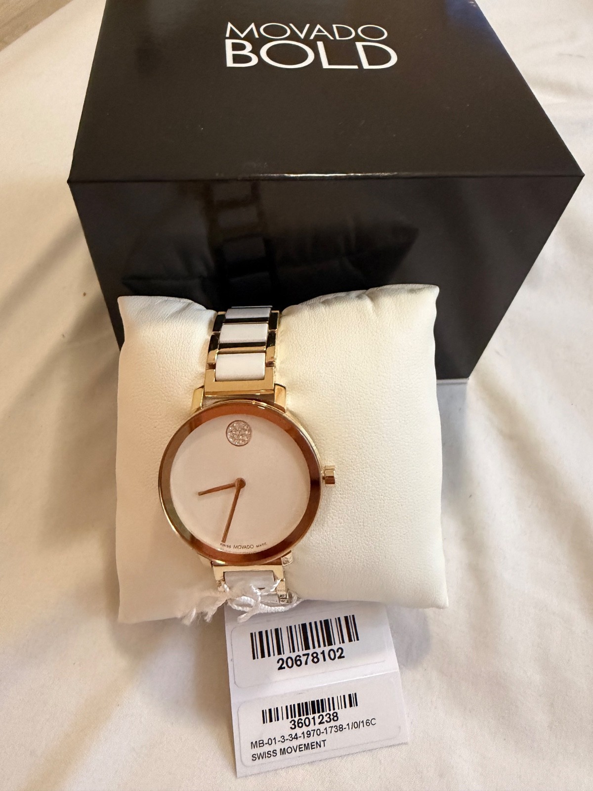 movado womens watch white and gold