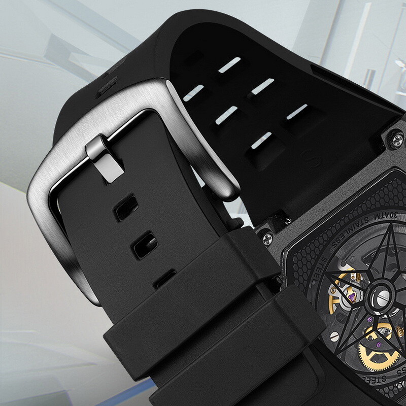 MARK FAIRWHALE Barrel Hollow Luminous Tourbillon Automatic Mechanical Wristwatch