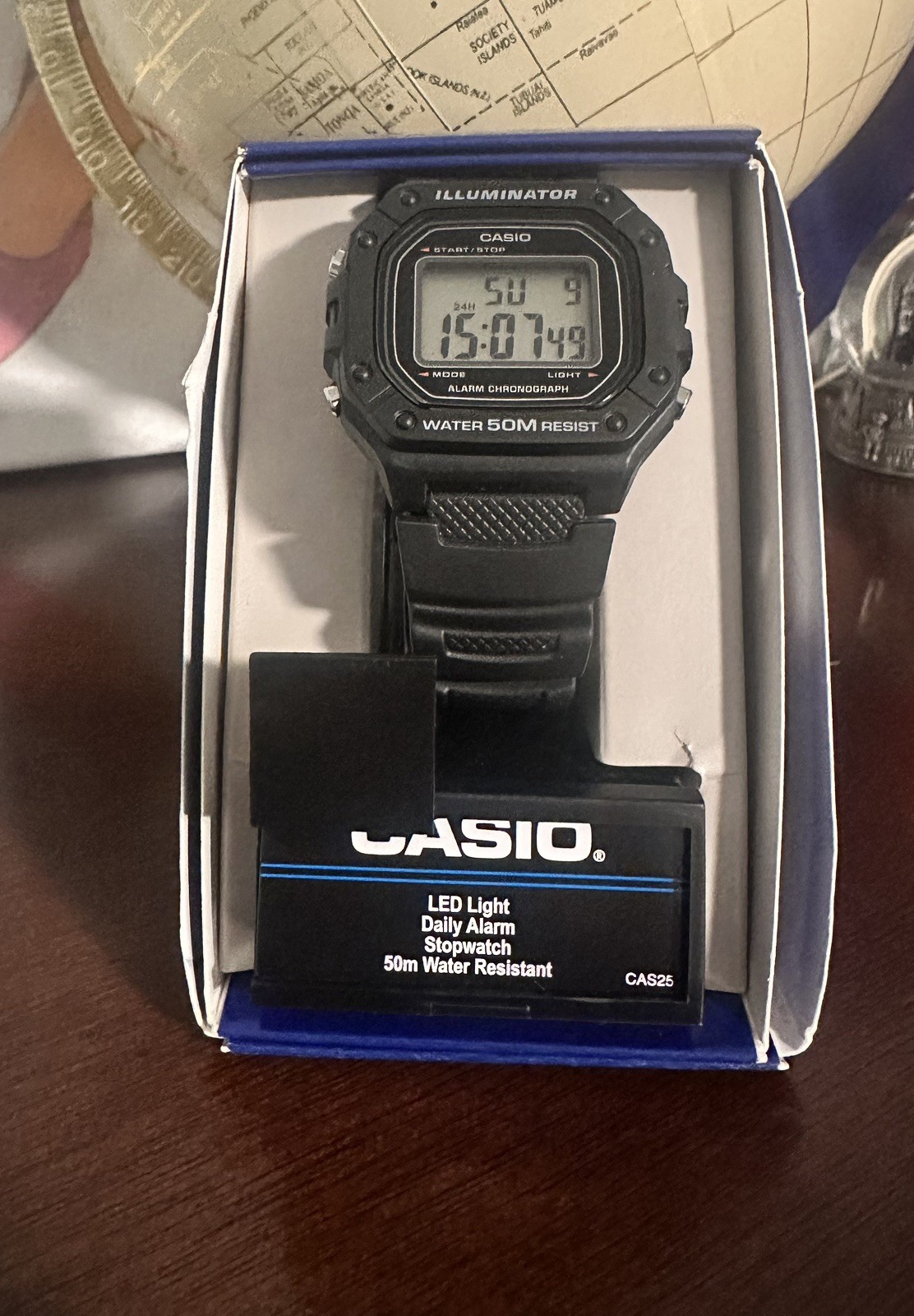 Casio W218H-1AV, Chronograph Watch, Black Resin Band, Alarm, Illuminator, NEW