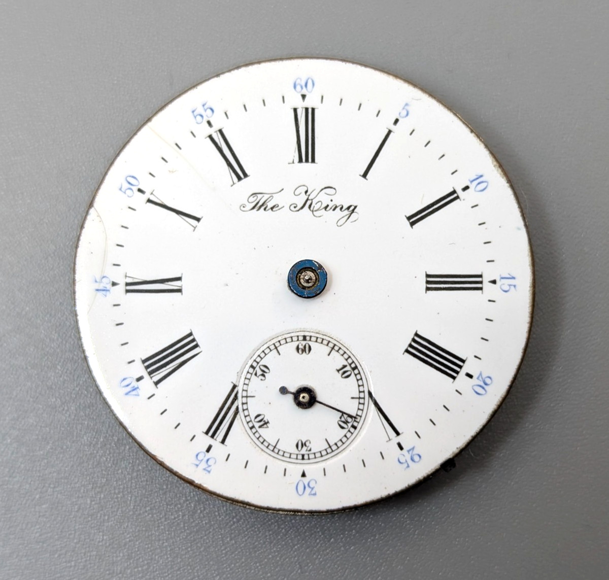 Vintage THE KING 35mm Swiss Made Formal Dress Pocket Watch Movement PARTS REPAIR
