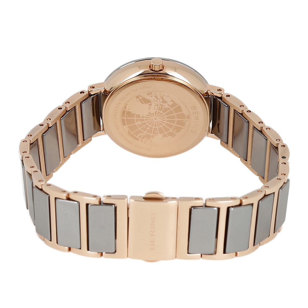 Bering Time Ceramic Rosegold Stainless Steel Case & Strap Women Watch. 11429-769