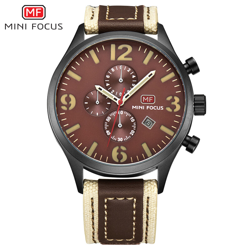 Mini focus Men Watch Quartz Sports Watches Male Nylon Strap Military Wrist Watch