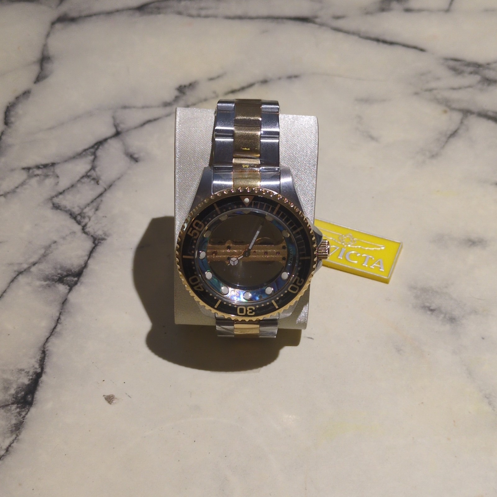 Invicta Pro Diver 26409 Ghost Bridge Skeleton Mechanical Two-Tone Watch NEW NIB