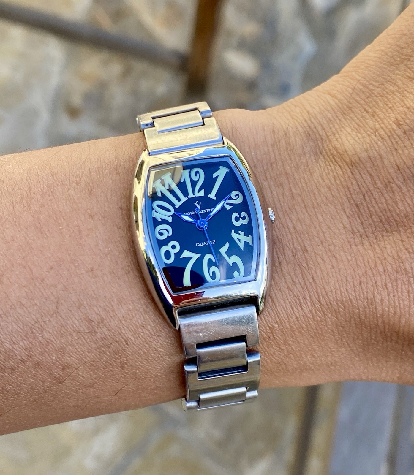 Silvio Valentino Quartz Watch 25mm Tonneau Shaped All Stainless Steel Unisex