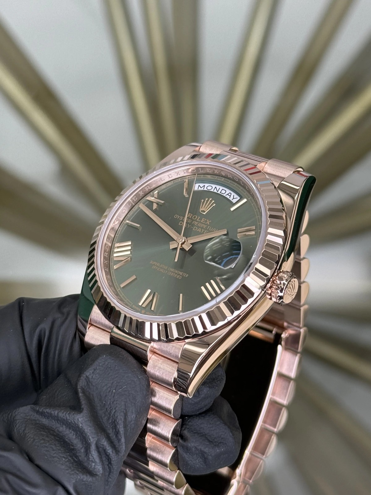 2025 Rolex Day-Date 40 Olive Dial on President 228235 Complete