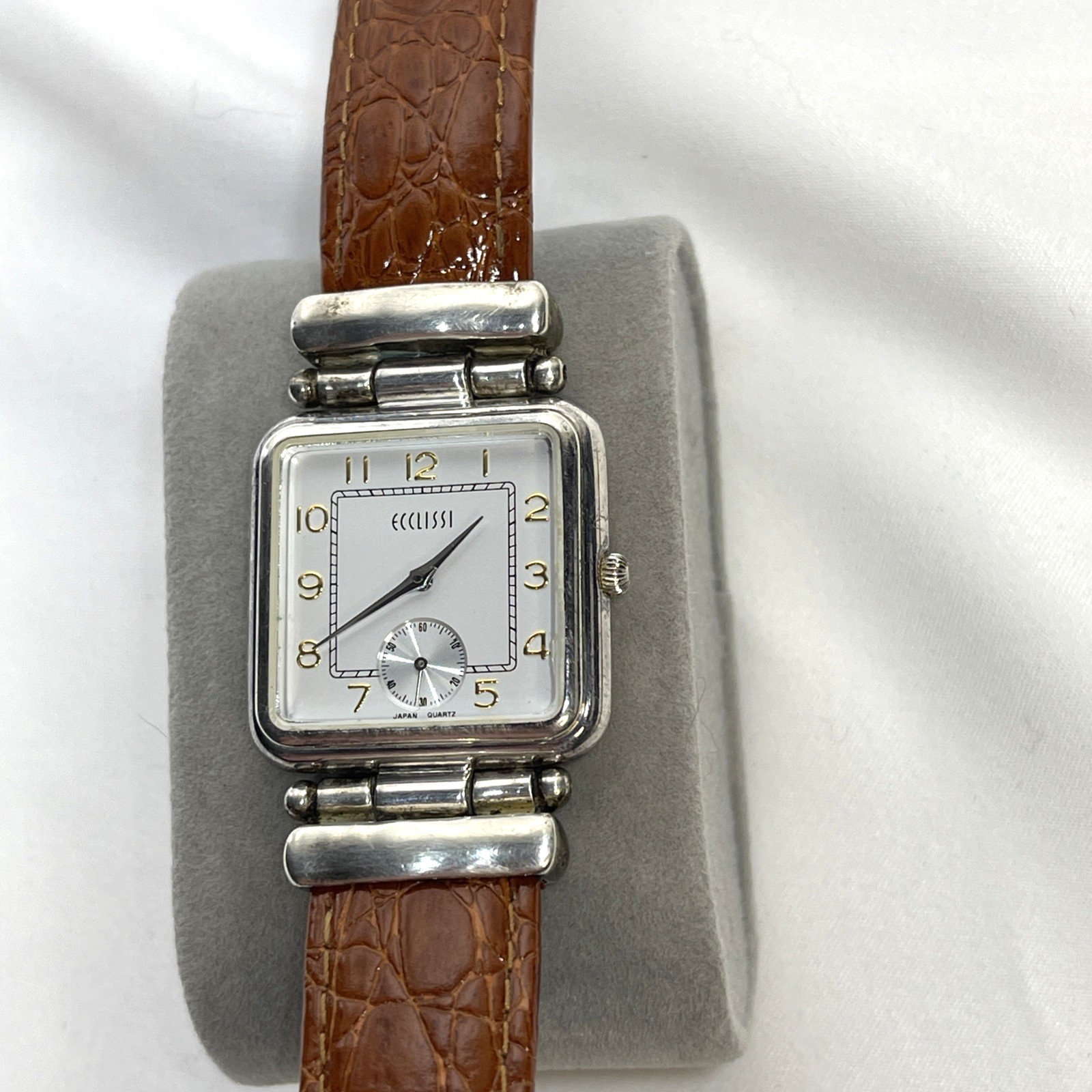 Ecclissi 787 Sterling Silver Swiss Quartz Seconds Dial Ladies Watch New Battery
