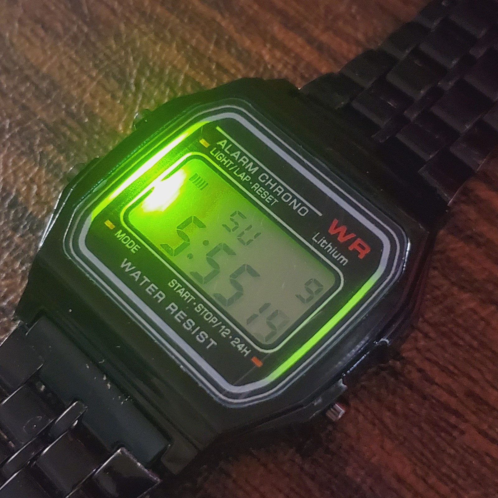 Stainless Steel Retro Digital Watch. Classic BLACK Date Time Alarm Timer US SHIP