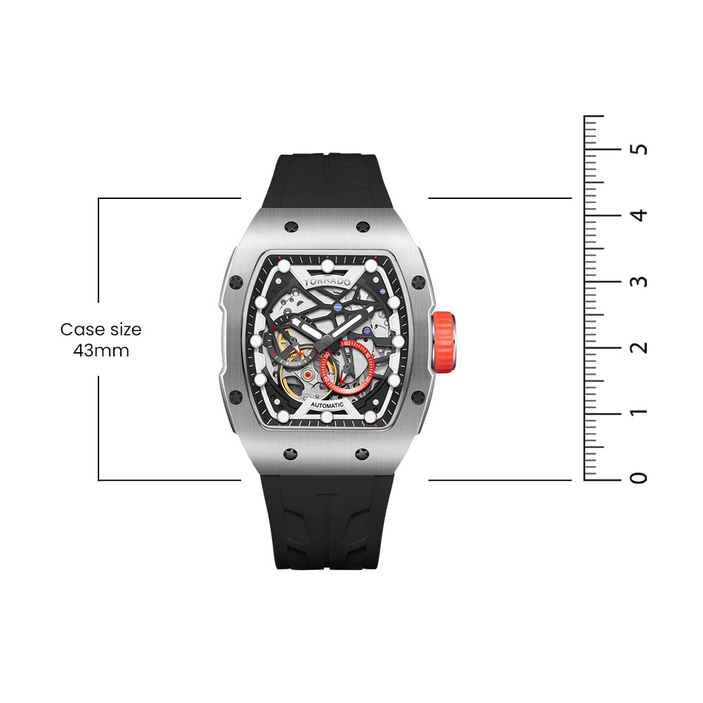 Tornado Xenith Men’s Automatic Watch | Black Dial, 38.5x49mm, 100 m (10 ATM)