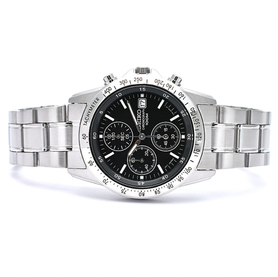SEIKO High-speed Chronograph SND367PC SND367P1 Black Silver Men’s Watch Analog