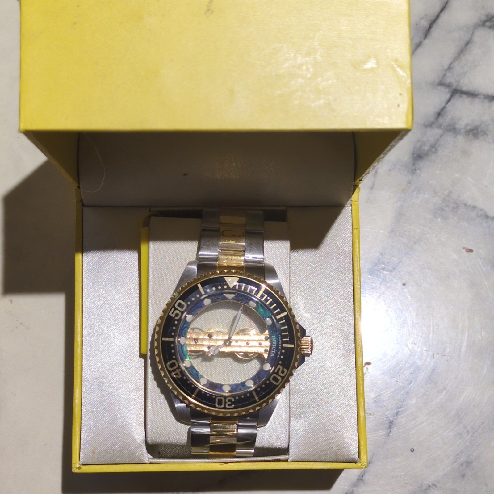 Invicta Pro Diver 26409 Ghost Bridge Skeleton Mechanical Two-Tone Watch NEW NIB