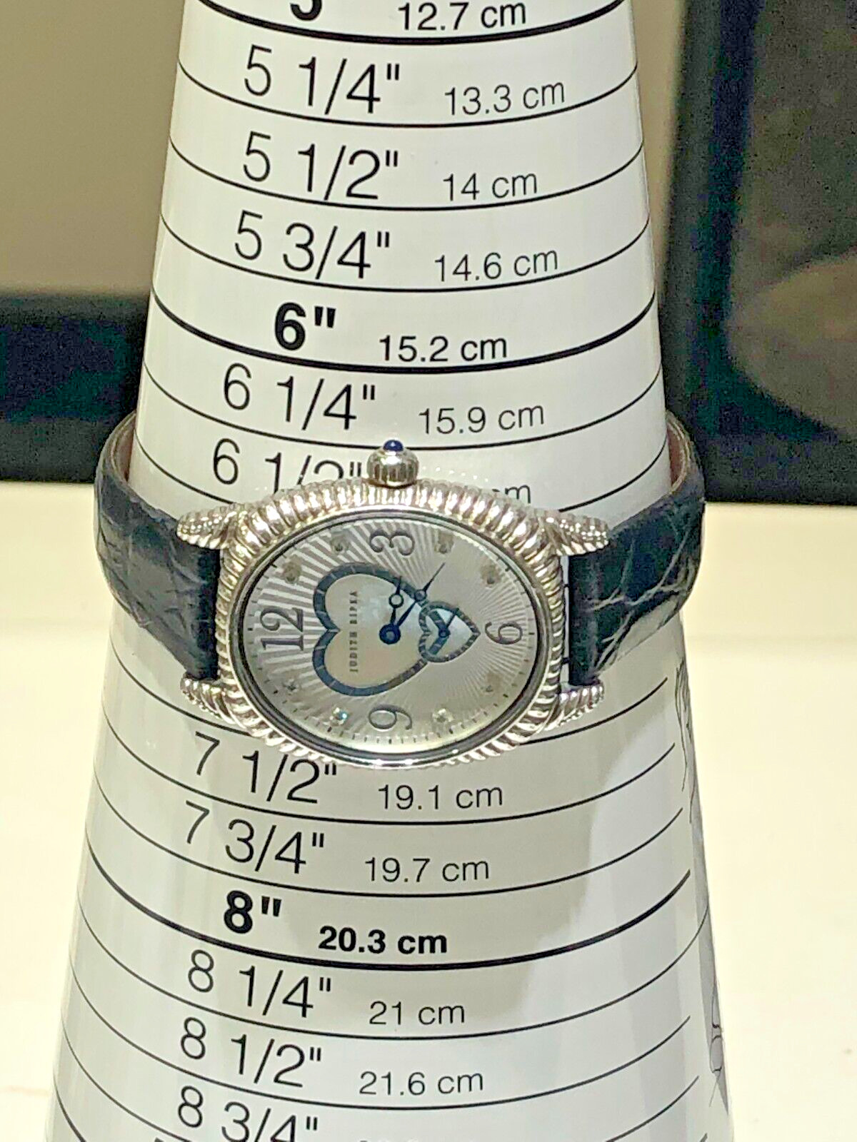 Judith Ripka Sterling MOP Hearts Dial Watch w/ Leather Band Deployment Clasp