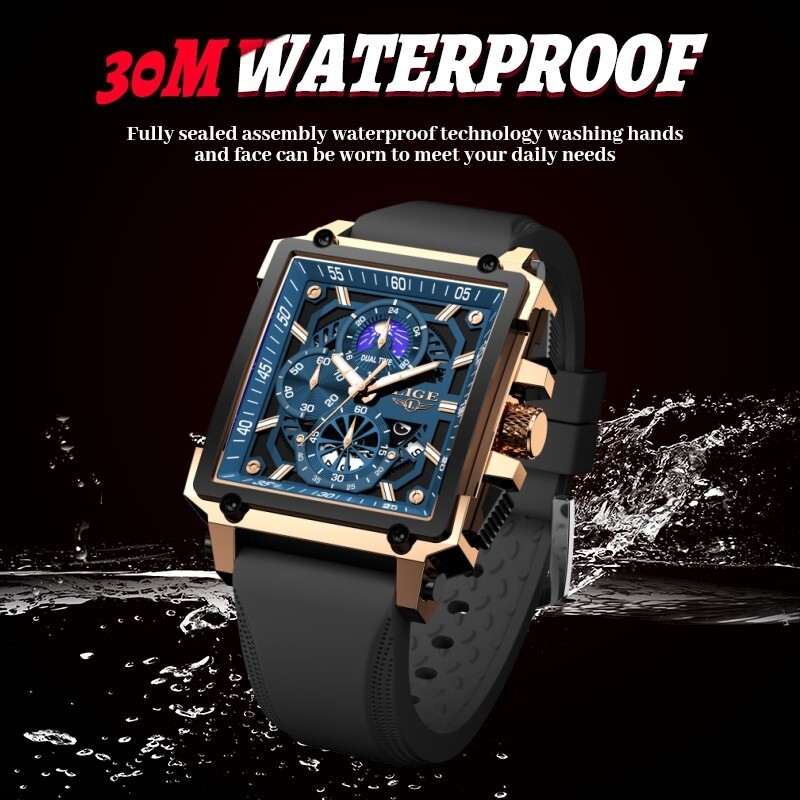 Men’s Luxury Watch Quartz Luminous Date Dial Silicone Band Daily Wriswatch Gift
