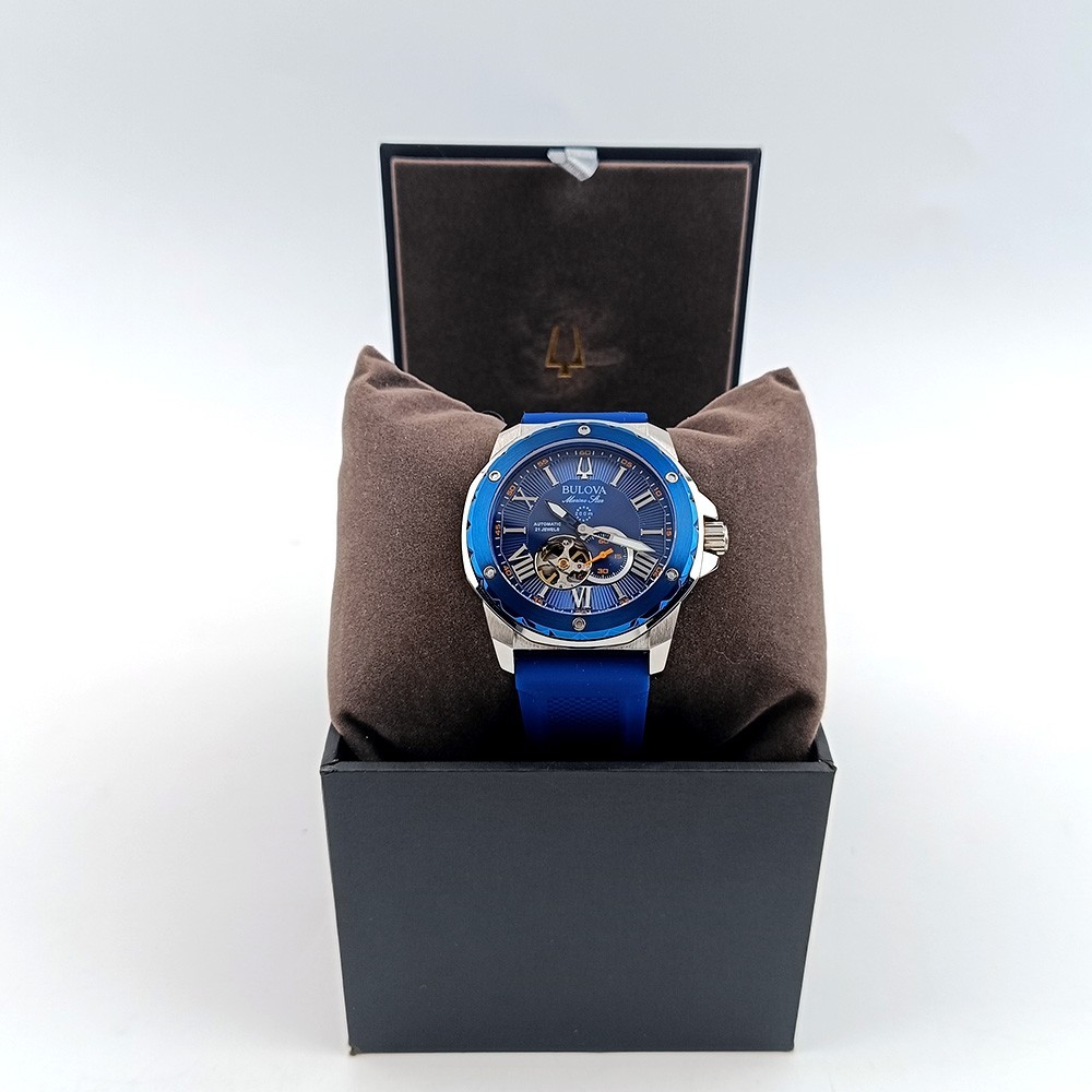 Bulova Marine Star 98A303 Blue Dial Rubber Strap Automatic Men’s Watch 44 mm
